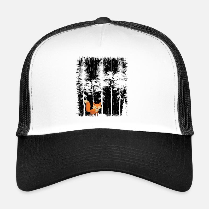 Sweet Fox in the Forest Retro Pattern Vintage Tree Forest Trucker Cap