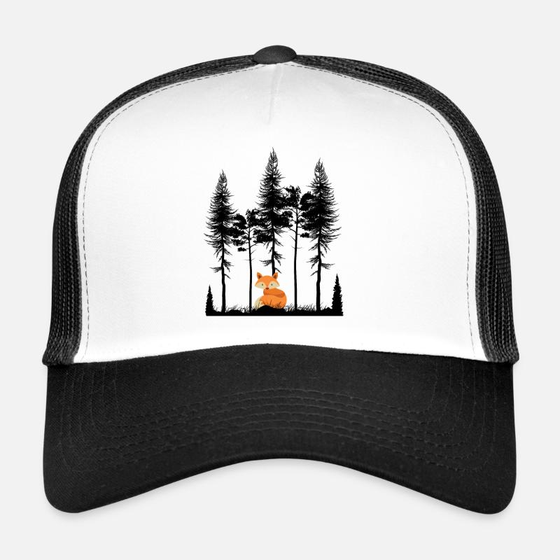 Doux renard dans la forêt Retro modèle arbre vintage forêt Casquette trucker 