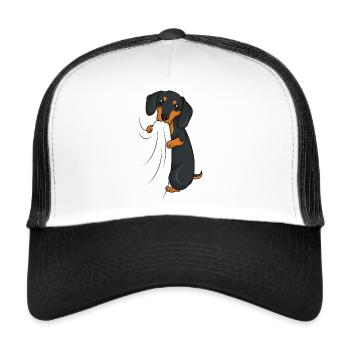 Dackel - Trucker Cap - Weiß/Schwarz - Vorne