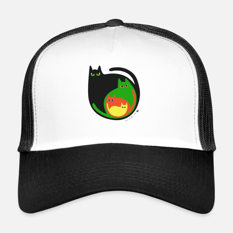 Runde farbige Katzen Abbildung - Trucker Cap - Weiß/Schwarz