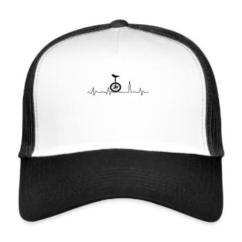 Unicyclist Heartbeat ECG Unicycle Unicycle - Trucker Cap - white/black - Front