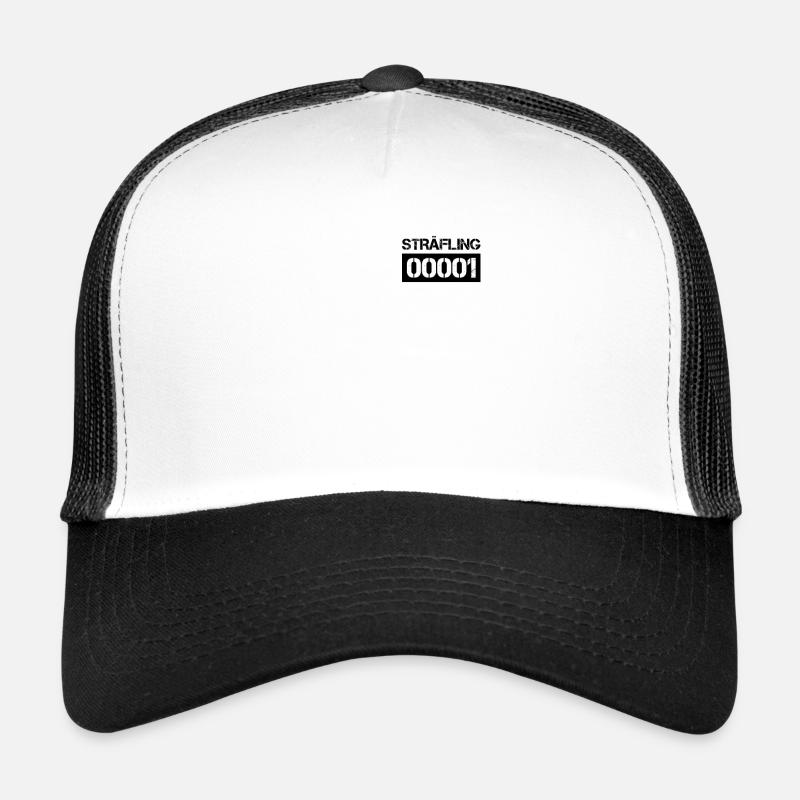 Sträfling Partnerlook Kostüm Karneval Häftling Fun - Trucker Cap - Weiß/Schwarz