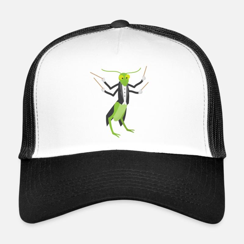 Der Grashüpfer gibt den Ton an - Dirigent - Trucker Cap - Weiß/Schwarz