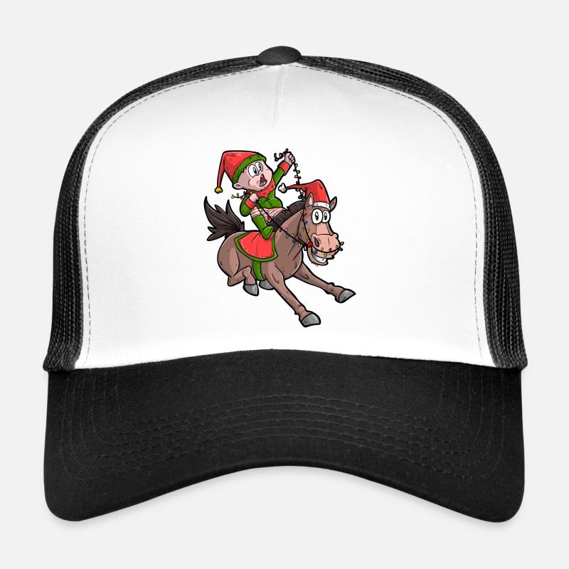 Noël cheval / Noël cavalier - Casquette trucker - blanc/noir