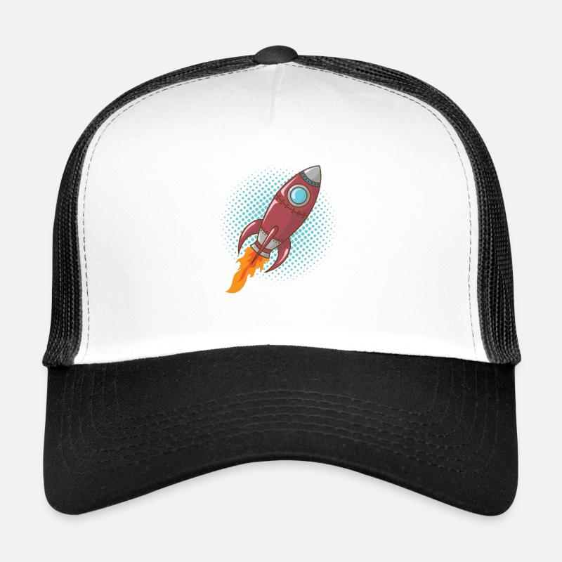 Comic Rocket Spaceship Spacecraft Missile Trucker Cap