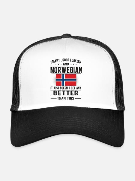 Norwegian Norway flag Norwegian origin - Trucker Cap - white/black - Front