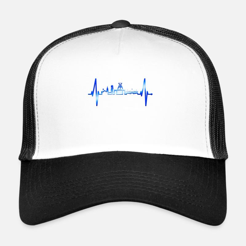 Bochum Herzschlag Bochumer Skyline Heimat Ruhrpott - Trucker Cap - Weiß/Schwarz