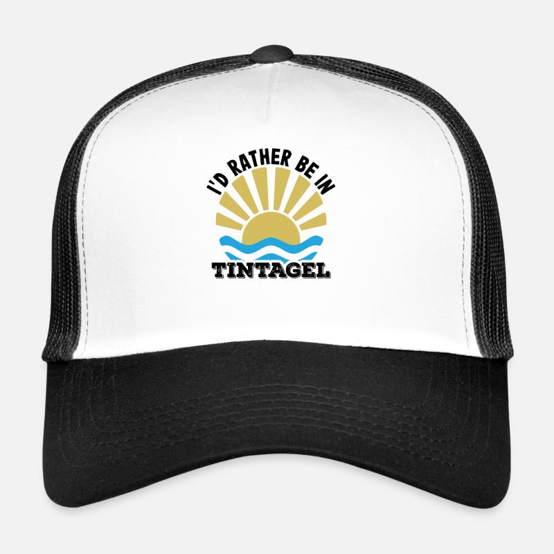 Tintagel - Cornwall - Ich wäre lieber in Tintagel - Trucker Cap - Weiß/Schwarz
