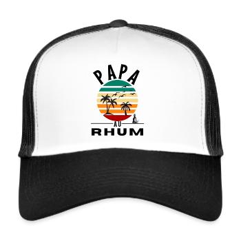Humour papa au rhum cadeau papa personnalisé - Casquette trucker  - blanc/noir - Devant