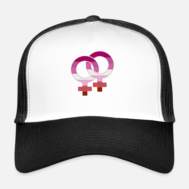 Lesbian Symbol - Gay Pride Queer LGBTQ CSD - Trucker Cap - Weiß/Schwarz