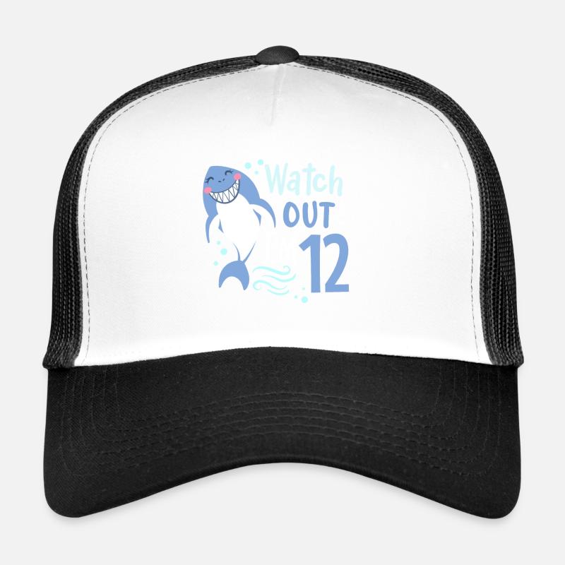 12. Geburtstag ich bin 12 Hai - Trucker Cap - Weiß/Schwarz