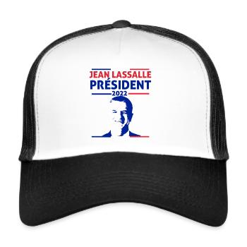 Jean Lassalle Présidentielles 2022 - Jean Lassalle - Casquette trucker  - blanc/noir - Devant