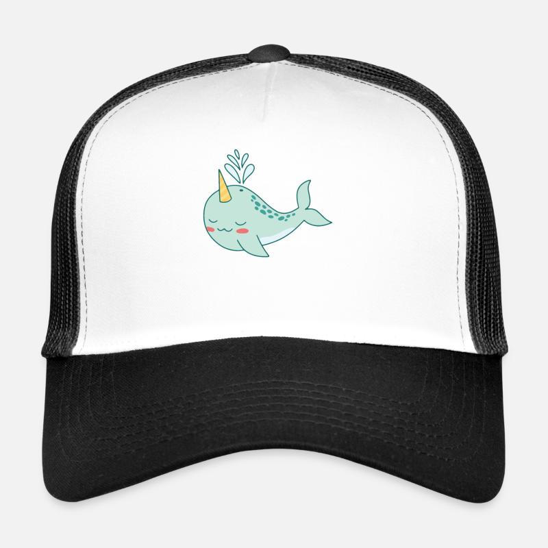 Narwal süßer Wal ozean einhorn kawaii Narwale - Trucker Cap - Weiß/Schwarz