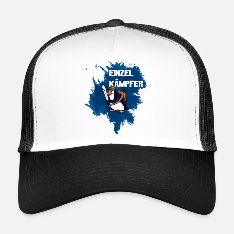 Einzelkämpfer Wikinger-Pinguin - Trucker Cap - Weiß/Schwarz