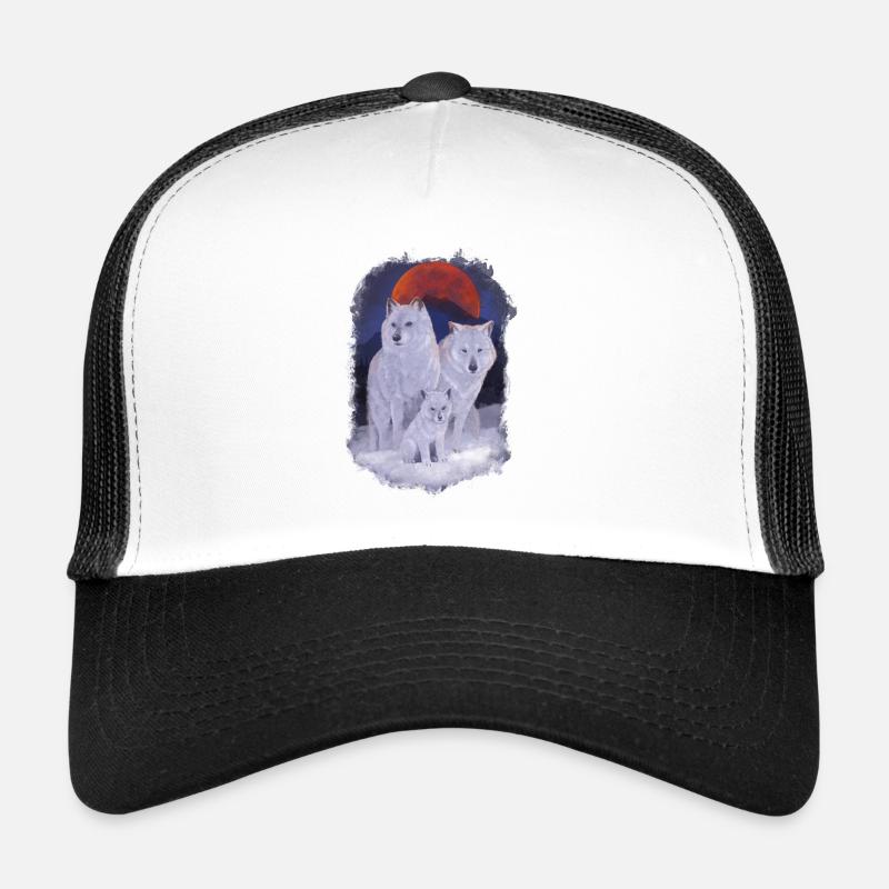 Wolfsfamilie - Trucker Cap - Weiß/Schwarz