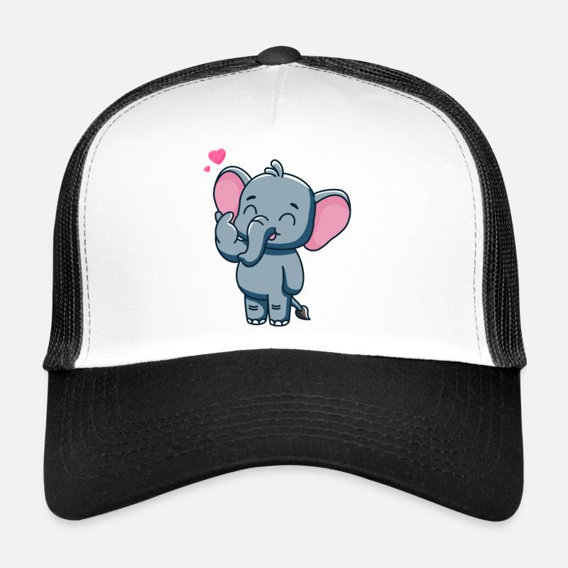 Süßer Baby Elefant mit Herz - Trucker Cap - Weiß/Schwarz