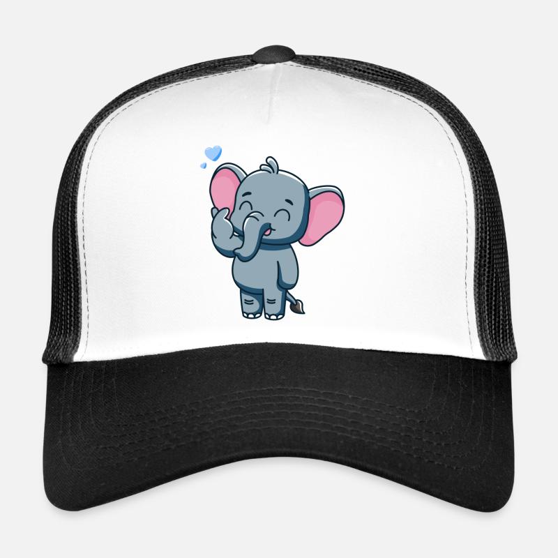 Mignon bébé éléphant avec du cœur Casquette trucker 