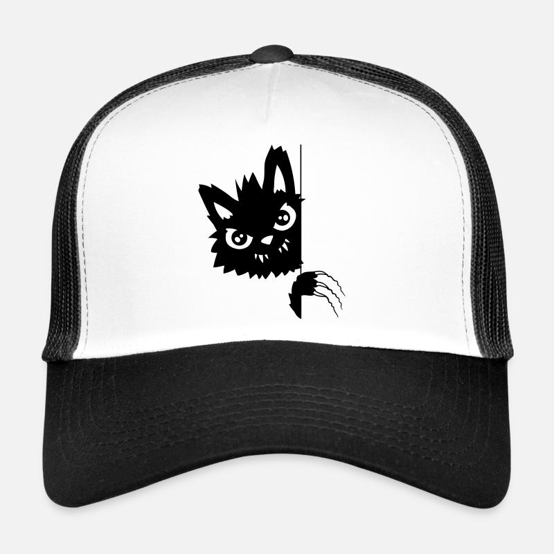 Kratzende Böse Katze - Trucker Cap - Weiß/Schwarz