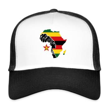 Zimbabwe Zim Zimbabwe Afrique Drapeau Noir Patrimoine - Casquette trucker  - blanc/noir - Devant