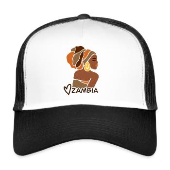 Zambie Zambie Drapeau zambien Patrimoine noir - Casquette trucker  - blanc/noir - Devant