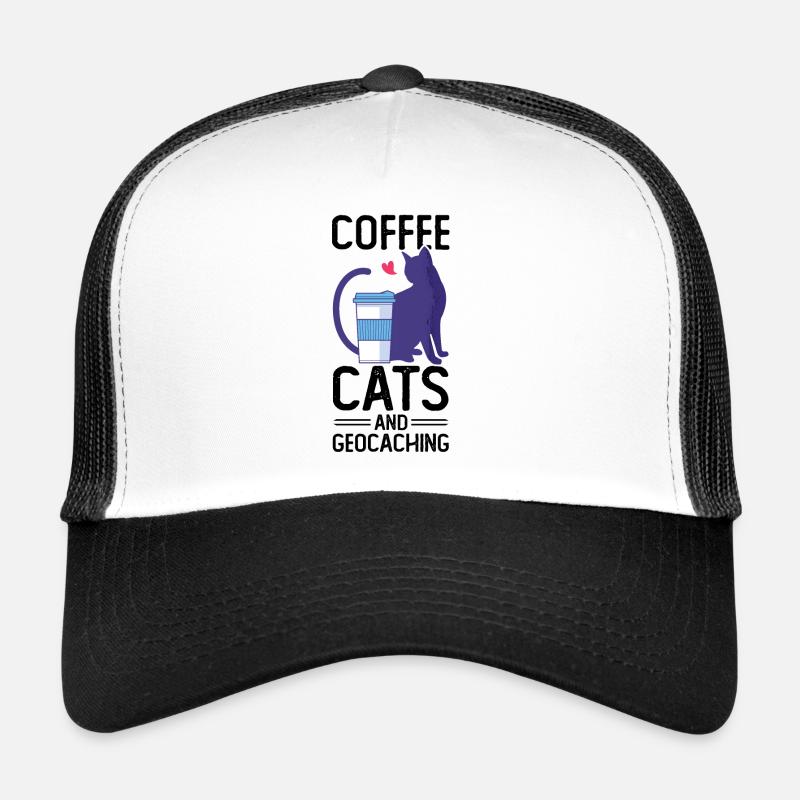 Coffee Cats And Geocaching Cache Hunting Hiking Trucker Cap