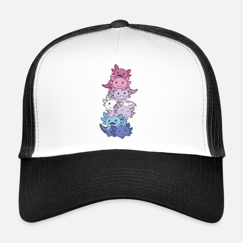 Bigender Flag Bi Pride LGBTQ Axolotl - Trucker Cap - white/black