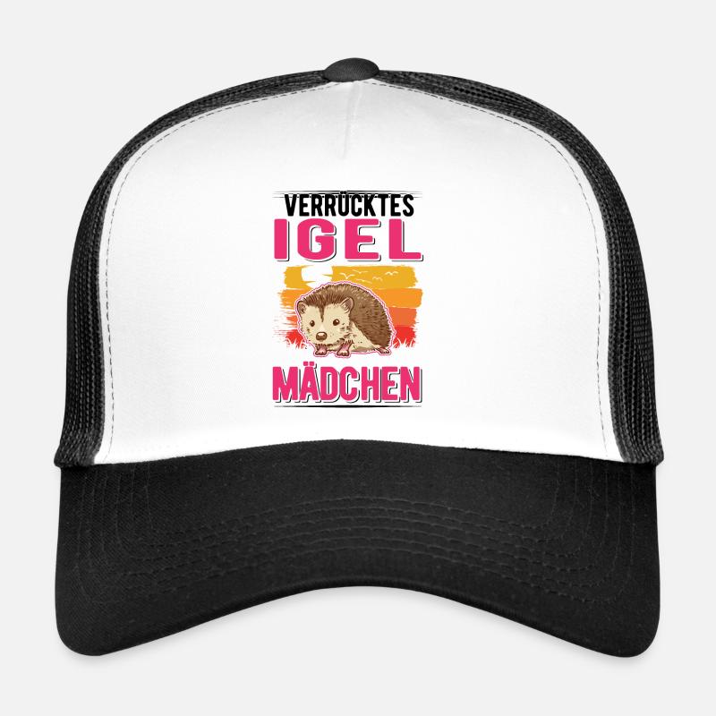 Verrücktes Igel Mädchen Stacheligel - Trucker Cap - Weiß/Schwarz