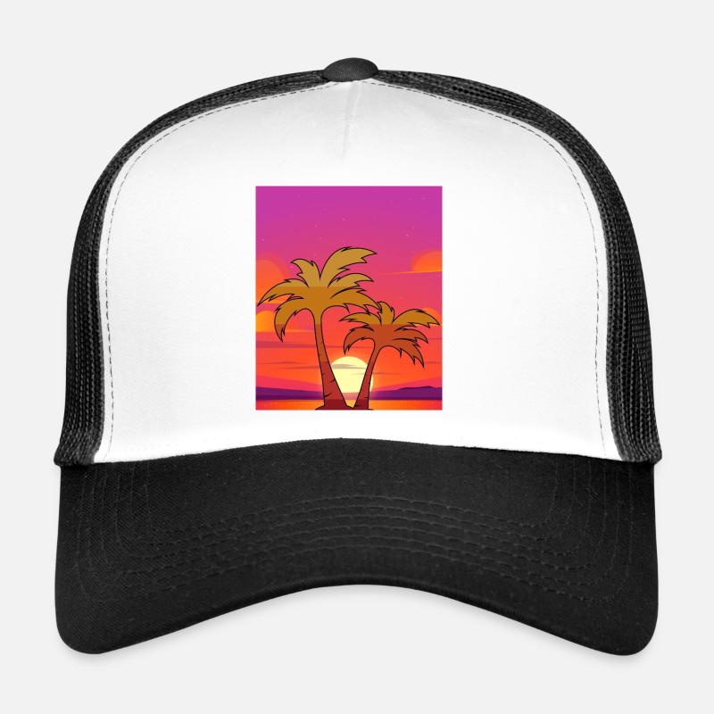 Palmen - Trucker Cap - Weiß/Schwarz