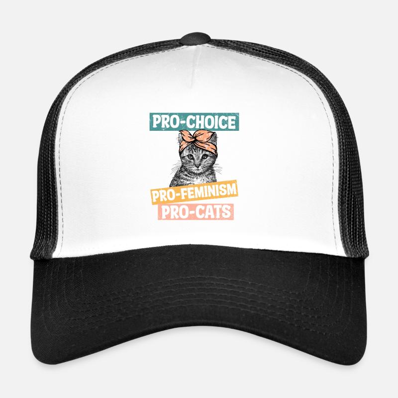 pro choix pro féminisme pro chats - Casquette trucker  - blanc/noir