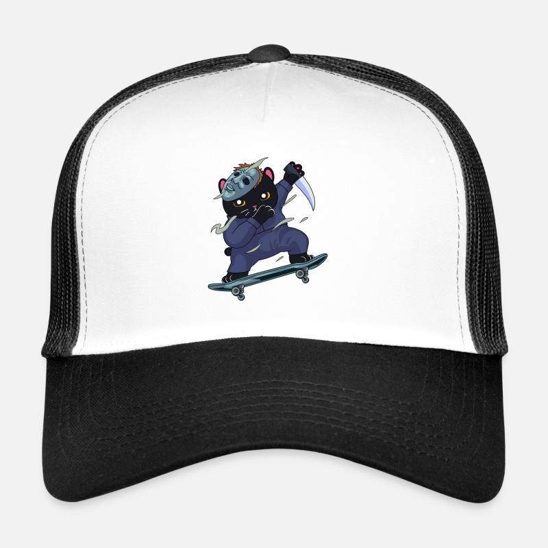 Skateboarder Cat Ninja Dab Dabbing Skateboard Trucker Cap