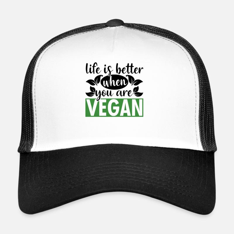 Leben als Veganer Vegan - Trucker Cap - Weiß/Schwarz