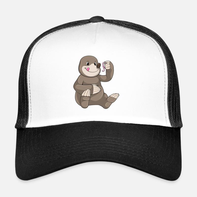 Maulwurf mit Regenwurm Trucker Cap