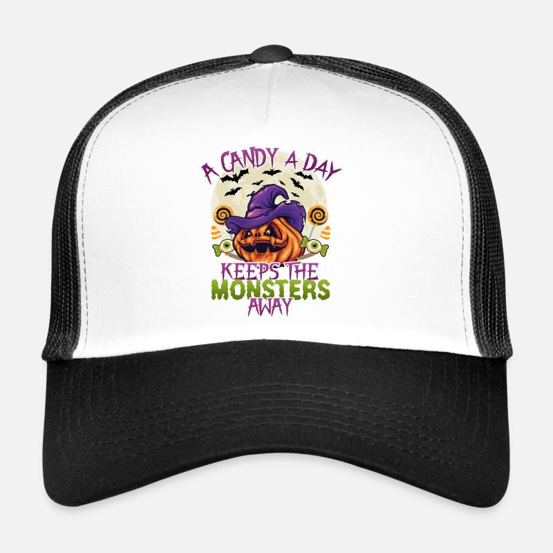 A candy a day keeps the monsters away Trucker Cap