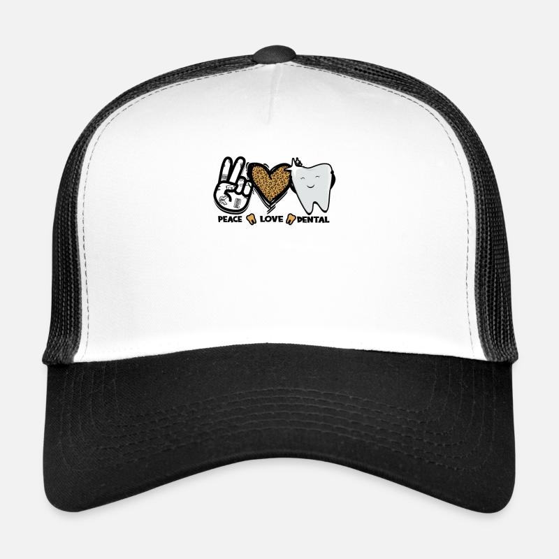 Peace Love Dental Leopard Heart Teeth - Tooth Trucker Cap