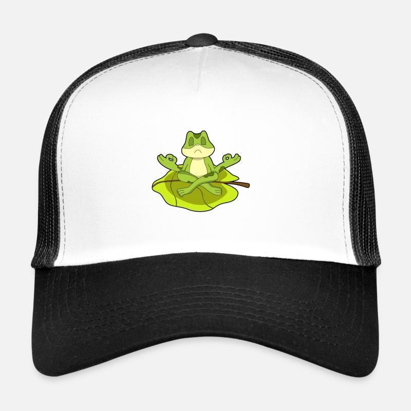Frosch beim Meditieren - Trucker Cap - Weiß/Schwarz