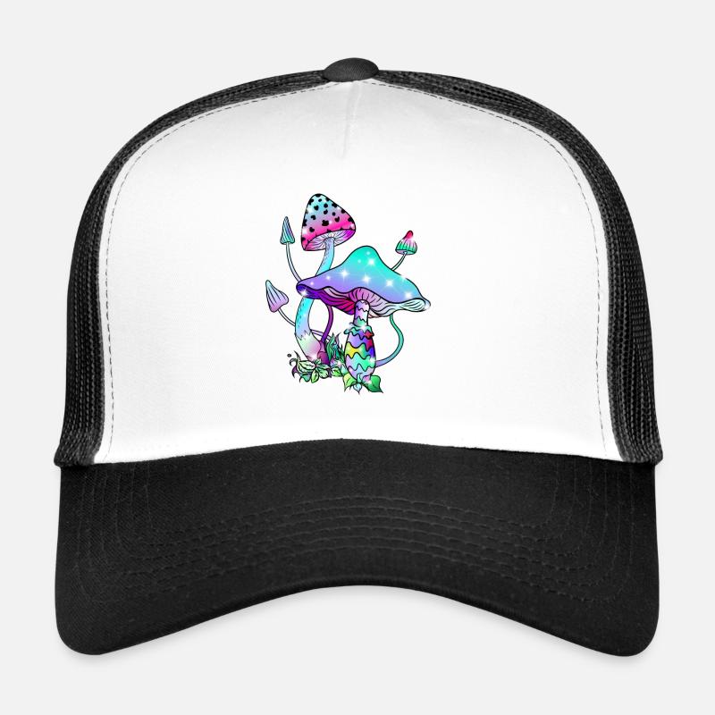 Magic mushrooms psychedelic mushroom art Trucker Cap