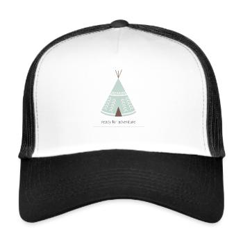 Abenteuerlustige und Reiseliebhaber aufgepasst - Trucker Cap - Weiß/Schwarz - Vorne