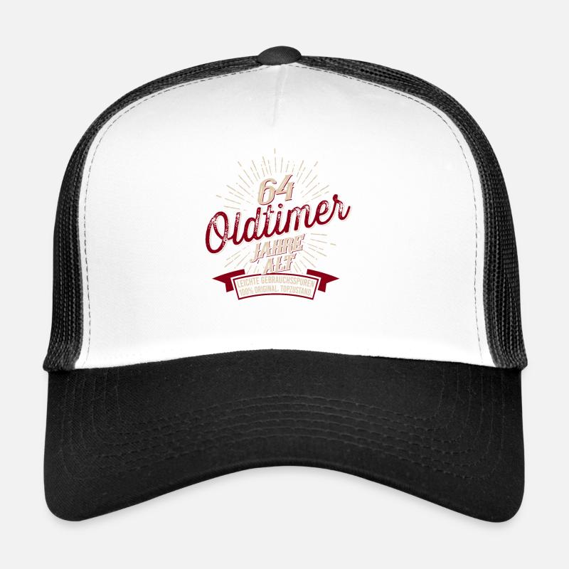 64. Geburtstag Oldtimer - Trucker Cap - Weiß/Schwarz