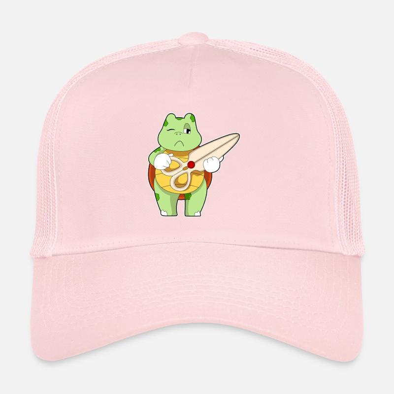 Tortue comme coiffeur avec ciseaux Casquette trucker 