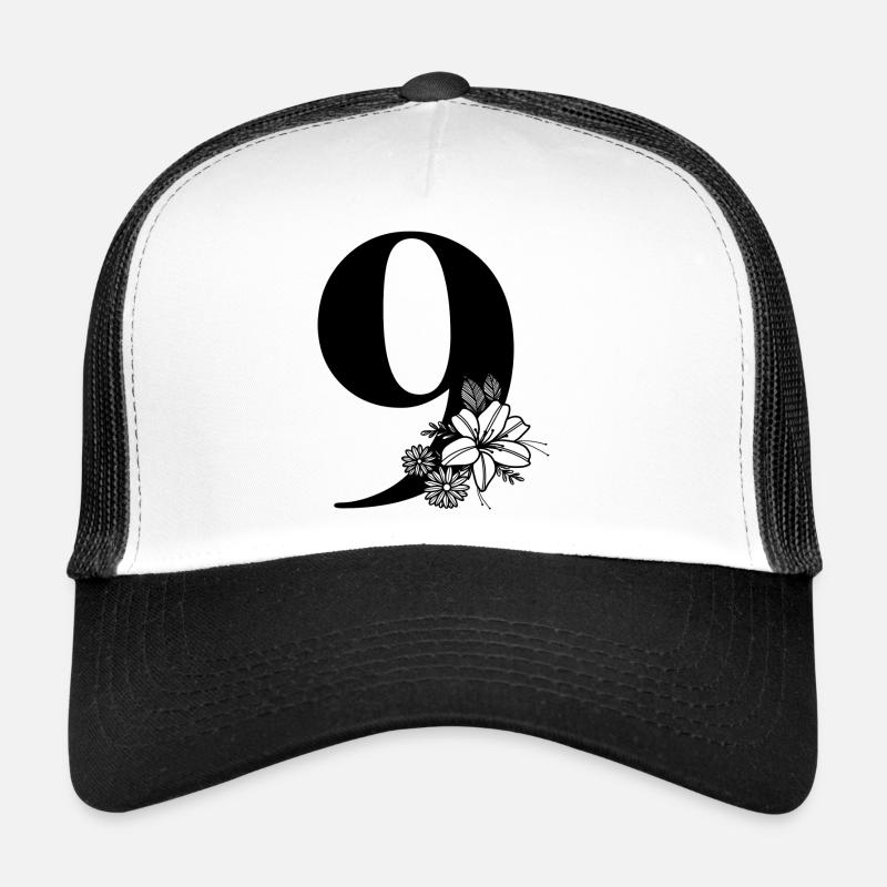 Zahl 9 - Trucker Cap - Weiß/Schwarz