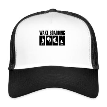 Wakeboard Wakeboarder Wakeboarden Geschenkidee - Trucker Cap - Weiß/Schwarz - Vorne