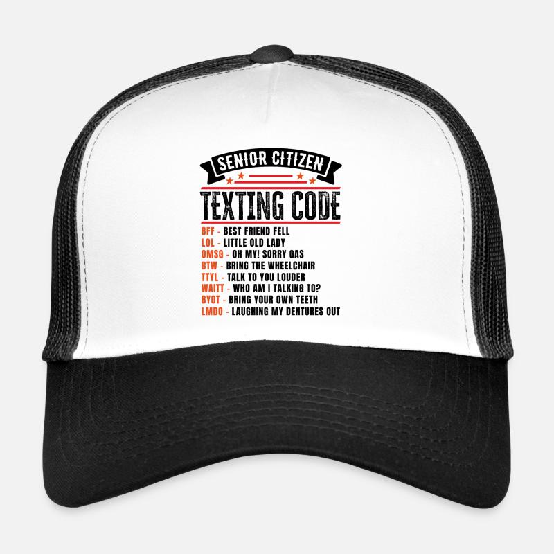 Code de textos d’une personne âgée Drôle de retraite Casquette trucker 