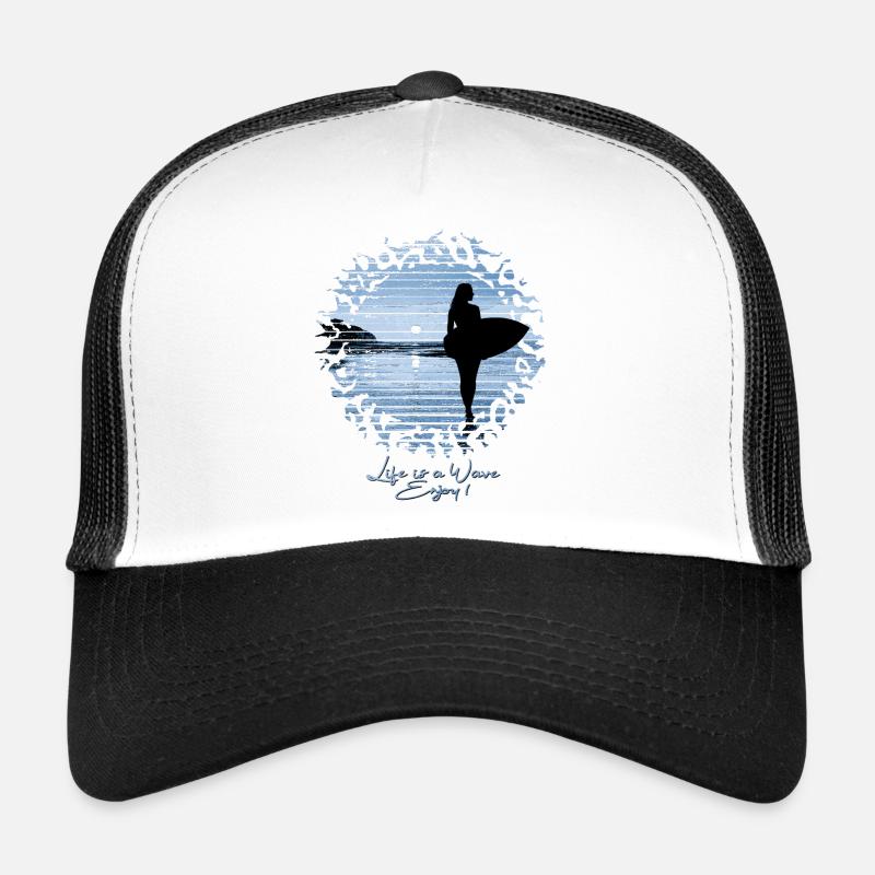 Beach Surfer Life is a Wave, Enjoy! | Blau Trucker Cap
