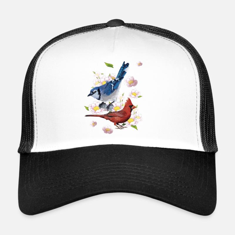 Der nördliche Kardinal und der blaue Eichelhäher Trucker Cap