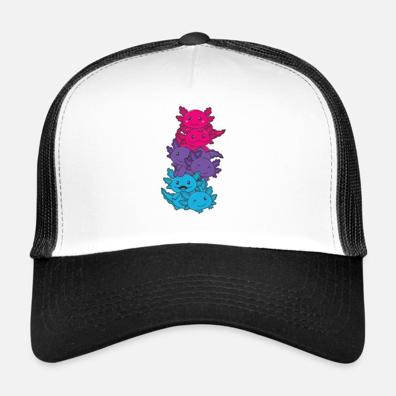 androgyn Flag June Pride LGBTQ Axolotl - Trucker Cap - Weiß/Schwarz