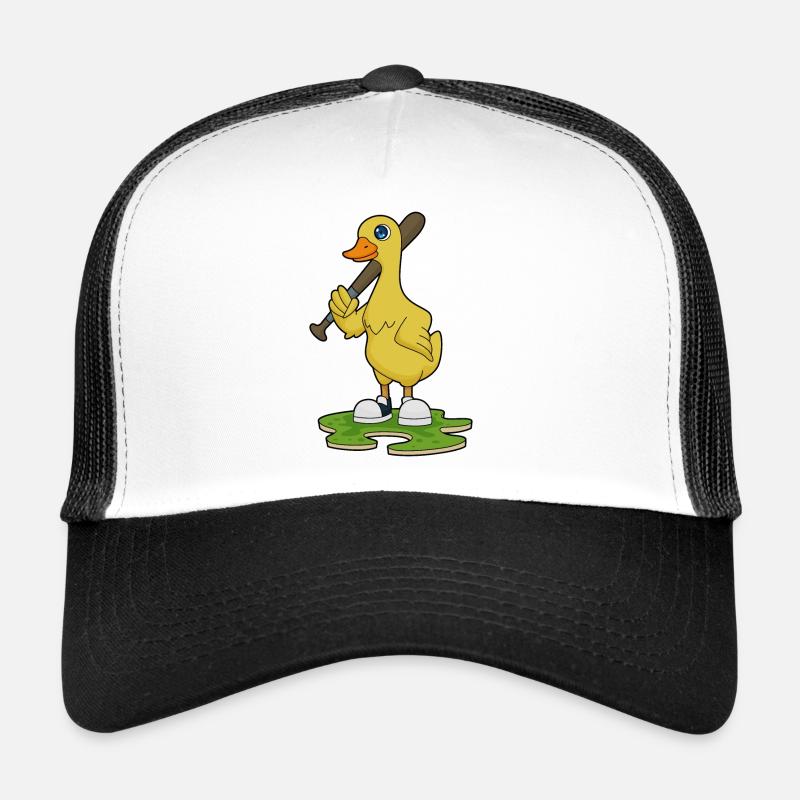 Ente beim Baseball mit Baseballschläger - Trucker Cap - Weiß/Schwarz