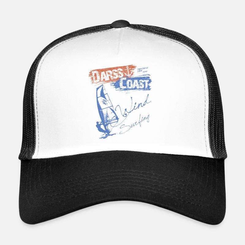 DarssCoast WINDSURFING - SURFER WINDSURFER - Trucker Cap - Weiß/Schwarz