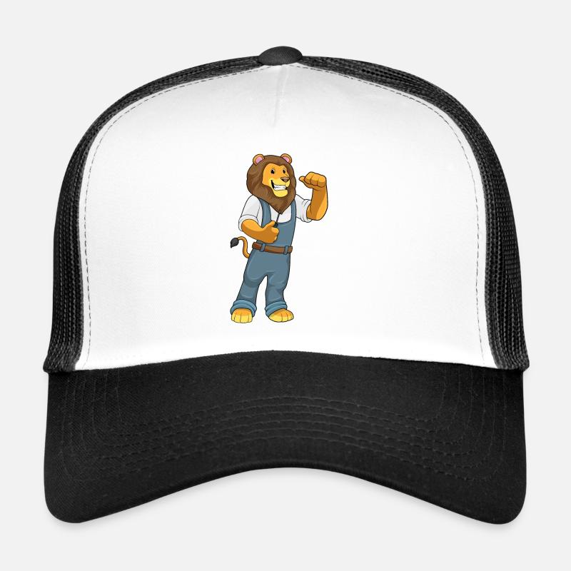 Lion as a craftsman with screwdriver Trucker Cap