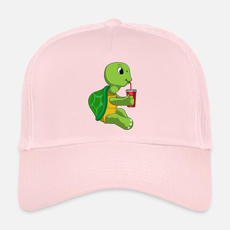 Schildkröte mit Trinkbecher mit Strohhalm Trucker Cap