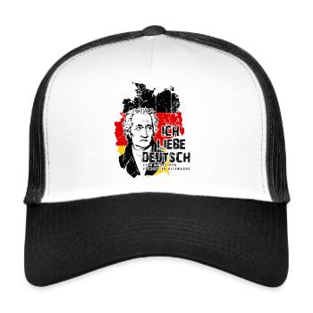 Ich Liebe Deutsch (Deutschlandskarte) - Trucker Cap - Weiß/Schwarz - Vorne